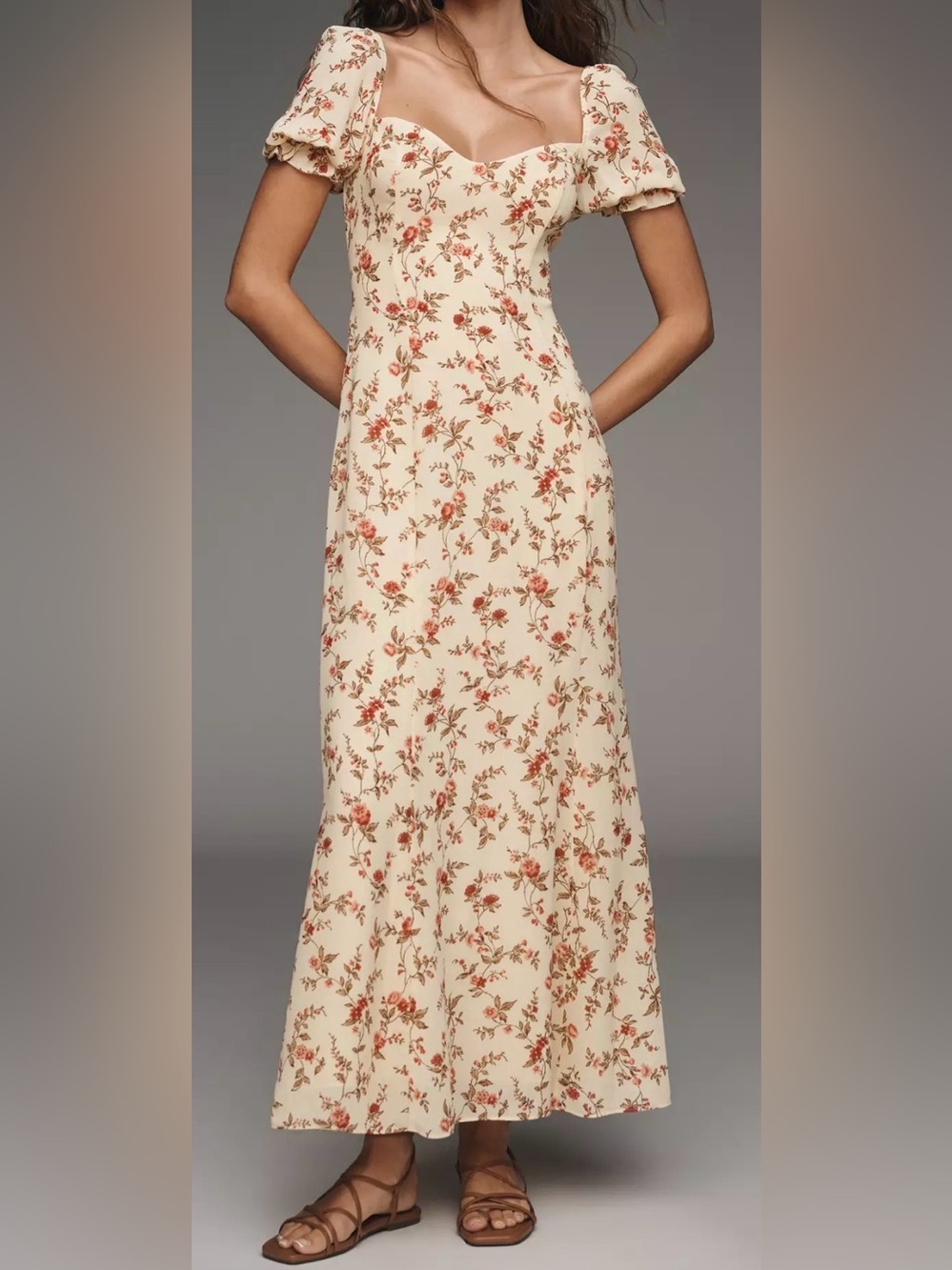 Reformation Gloria Puff-Sleeve Midi Dress